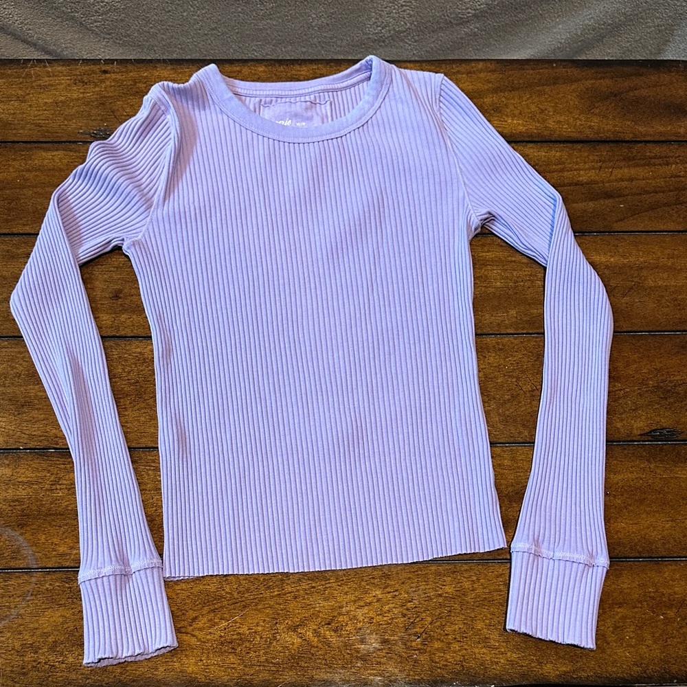 Aerie Ribbed Long Sleeve Top - Soft Lavender